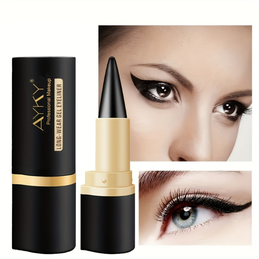 Six-Piece Solid Matte Black Twist-Up Eyeliner Set with 7.5cm Gold-Trimmed Cases for Eye Makeup