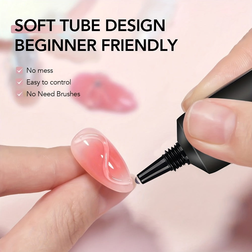 No Wipe Clear 3D Nail Sculpting Gel 2pcs 0.51oz DIY Carving Gel for Raised 3D Designs Flowers Swirls Painting Decoration UV LED Builder Gel