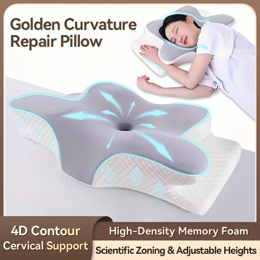 Cervical Neck Pillow for Sleeping - Butterfly Contour Memory Foam Support for Back & Side Sleepers