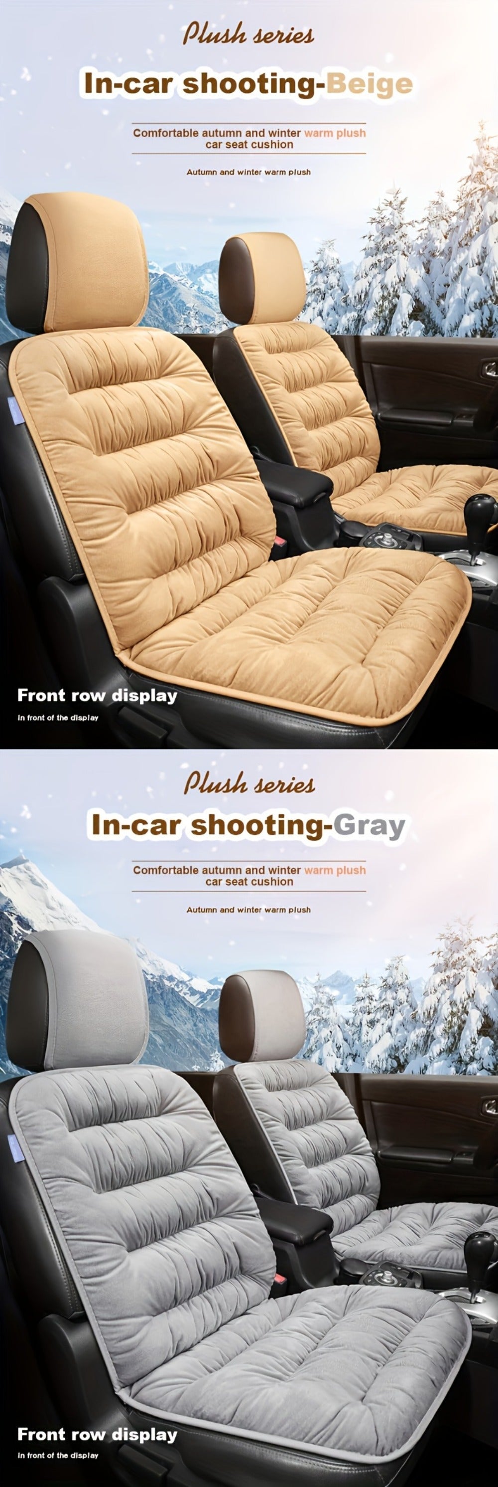 Vest-Style Car Seat Cushion with Connected Backrest and Seat Pad, Memory Foam Fill and Red, Beige or Black Options