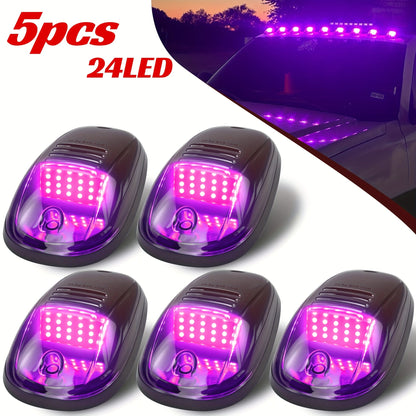 5pcs LED Cab Roof Marker Lights 16/24 LED 12V Super Bright UV-Resistant ABS Lens with Wiring Harness Kit for 2003-2018 Pickup Trucks 1500