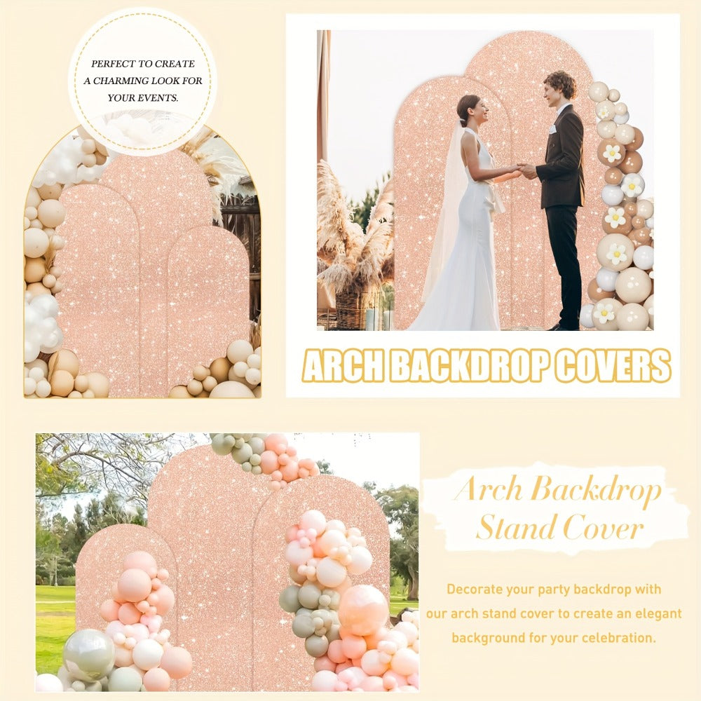 Sequins Wedding Arch Cover Set of 3 Sizes 4ft 5ft 6ft Metallic Spandex Arch Backdrop Cover Payette Glitter Arch Stand Cover for Wedding