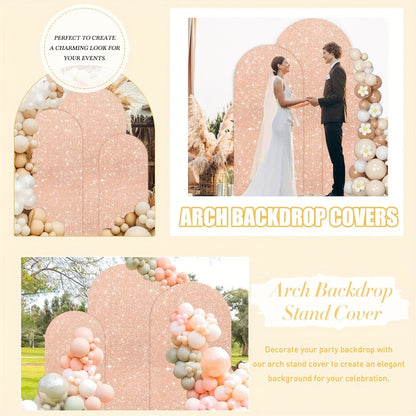 Sequins Wedding Arch Cover Set of 3 Sizes 4ft 5ft 6ft Metallic Spandex Arch Backdrop Cover Payette Glitter Arch Stand Cover for Wedding