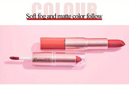 Dual-Ended Matte Lipstick & Lip Gloss Set 4pcs, 2-in-1 Velvety Lip Color, Non-Drying Comfortable Formula