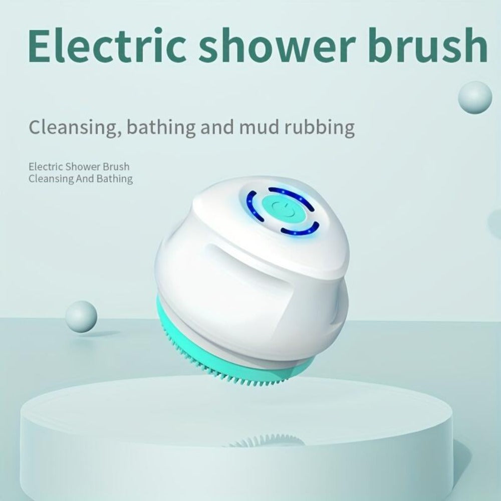Electric Body Scrubber Brush 5-in-1 Rotating Shower Exfoliator with Long Handle - Bristle Bath Brush for Back Face & Full Body