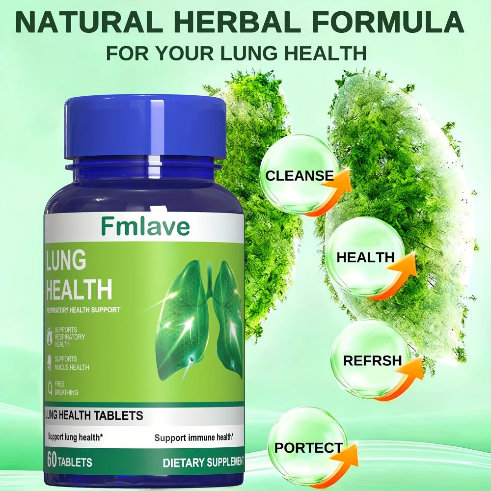 Herbal Lung Cleanse Supplement 60 Tablets, Respiratory Health Support, Breathing Comfort, Mucus Clearance & Immune Boost