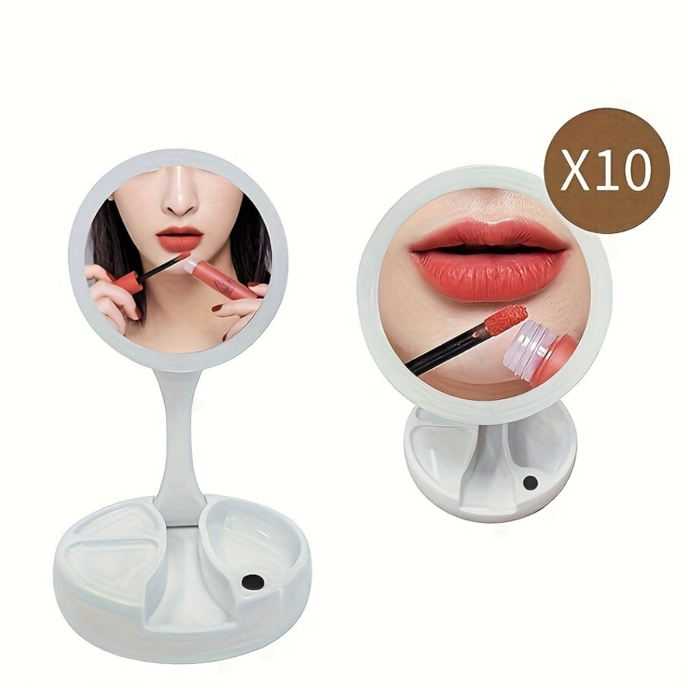 Lighted Makeup Mirror with 10x Magnifying Glass, Double Sided LED Vanity Mirror, Bright Shadow-Free Light