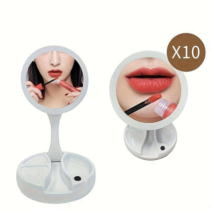 Lighted Makeup Mirror with 10x Magnifying Glass, Double Sided LED Vanity Mirror, Bright Shadow-Free Light