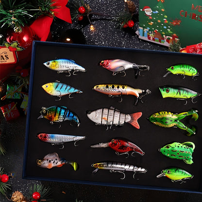 Swimbait Fishing Lures 15pcs Multi-Section Jointed Lure Kit for Bass Pike Trout, Saltwater Freshwater Realistic Swimming Action Fishing Bait