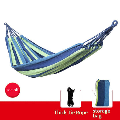 Striped Outdoor Hammock, 94.49 x 31.5 Inches with Two Ropes, Carry Bag and 330 lb Load-Limit Marking