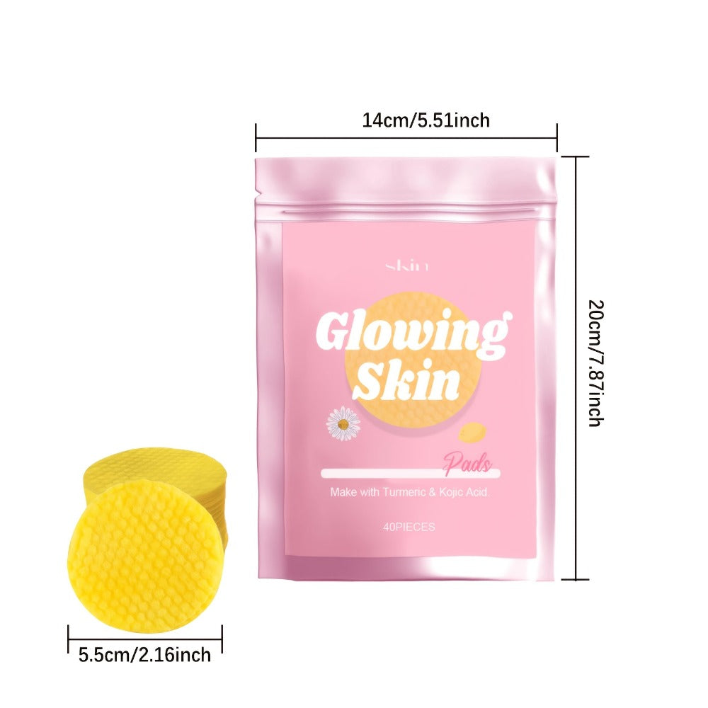 Turmeric Kojic Acid Facial Cleansing Pads Remover 40/80pcs, Exfoliating Toner Wipes for, All Skin Types