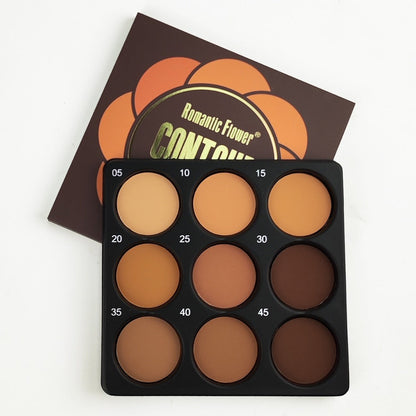 Matte Contour Palette 9 Colors Face Contouring Bronzer Kit Deep Brown Tones Buildable Blendable Multi-Use Professional Sculpting Makeup