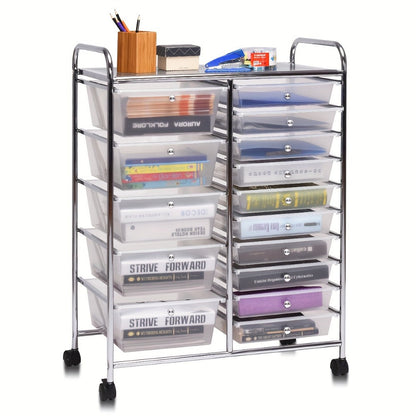 15-Drawer Metal Rolling Storage Cart with Locking Wheels and Added Privacy for Bathroom detail image - detail view 7