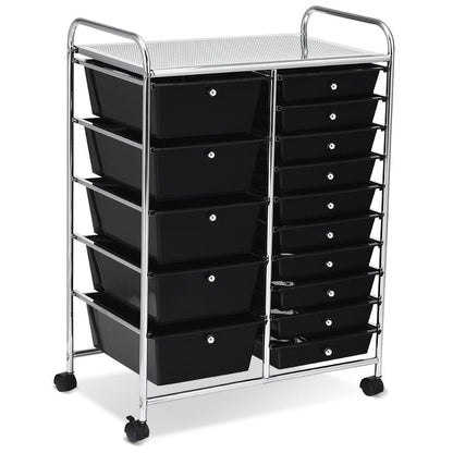 15-Drawer Metal Rolling Storage Cart with Locking Wheels and Added Privacy for Bathroom detail image - detail view 9