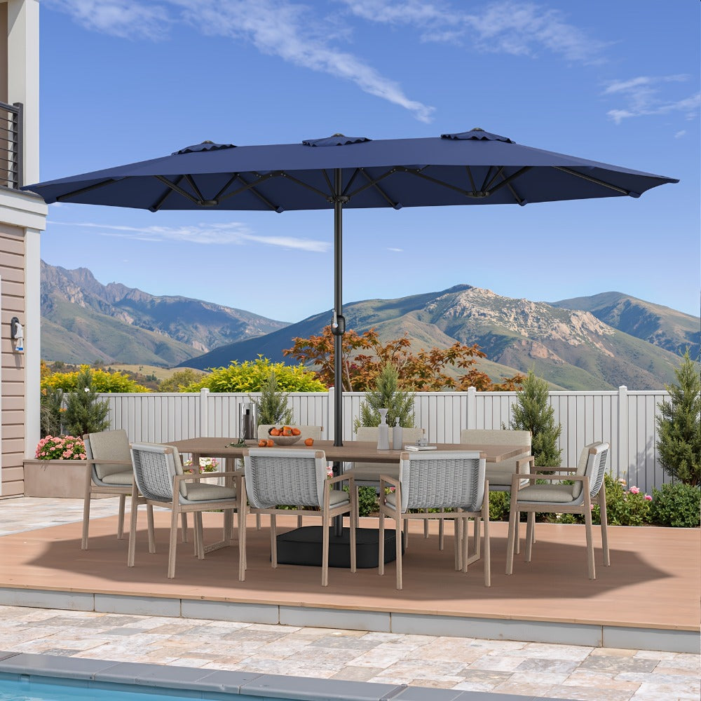 15-Foot Double-Sided Patio Umbrella with UV Protection, Outdoor Market Umbrella detail image - detail view 3