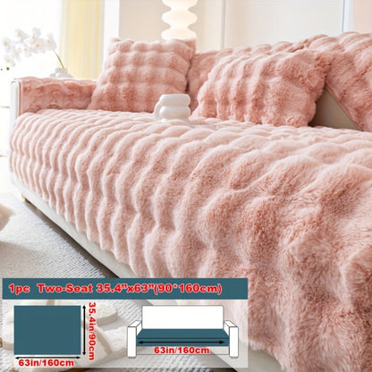 Sofa Cover Thick Faux Rabbit Plush Panels with Backing Detail for Seat, Armrest, Backrest or Pillowcase