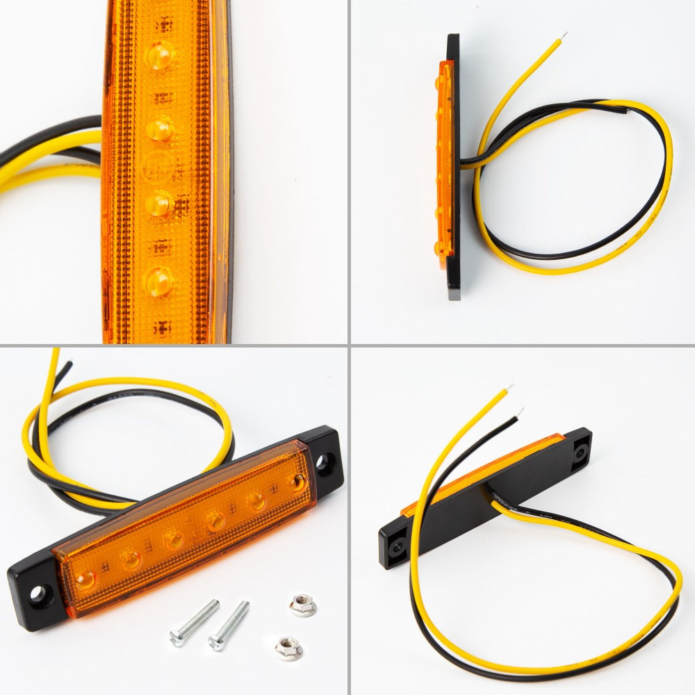 Thirty-Piece 12 V LED Side Marker Light Set with Six LEDs per Lamp in Amber, Red, White, Blue, Green or Purple