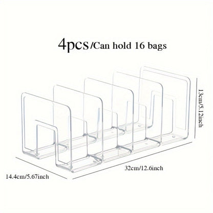 Purse Organizer for Closet 4-Pack, Clear Plastic Bag Storage Divider Shelf, Handbag Holder for Wardrobe
