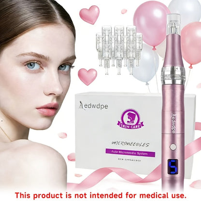 Microneedling Pen Electric 6-Speed Wireless Derma Pen 0.25mm Aluminum Alloy Cordless Skin for Bath Time, Home Spa and Personal Care