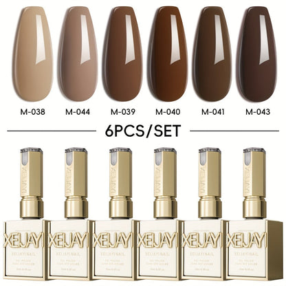 Gel Nail Polish 6-Piece 15ml Rainbow-Candy Frame-Bottle Sets in 7 Numbered Color Palettes for Nail Art