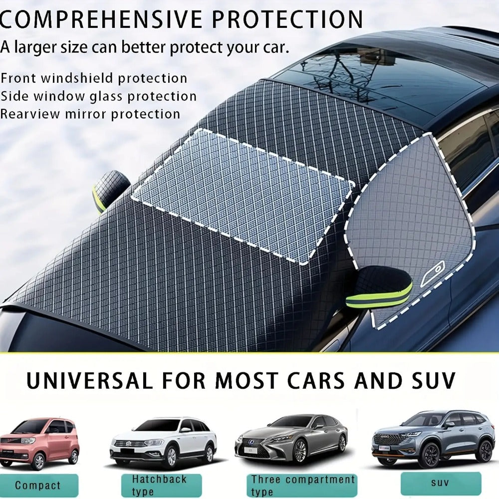 Car Windshield Snow Cover & Frost Shield 102" x 45" – Magnetic Windshield Cover with Side Window Protection for All Seasons