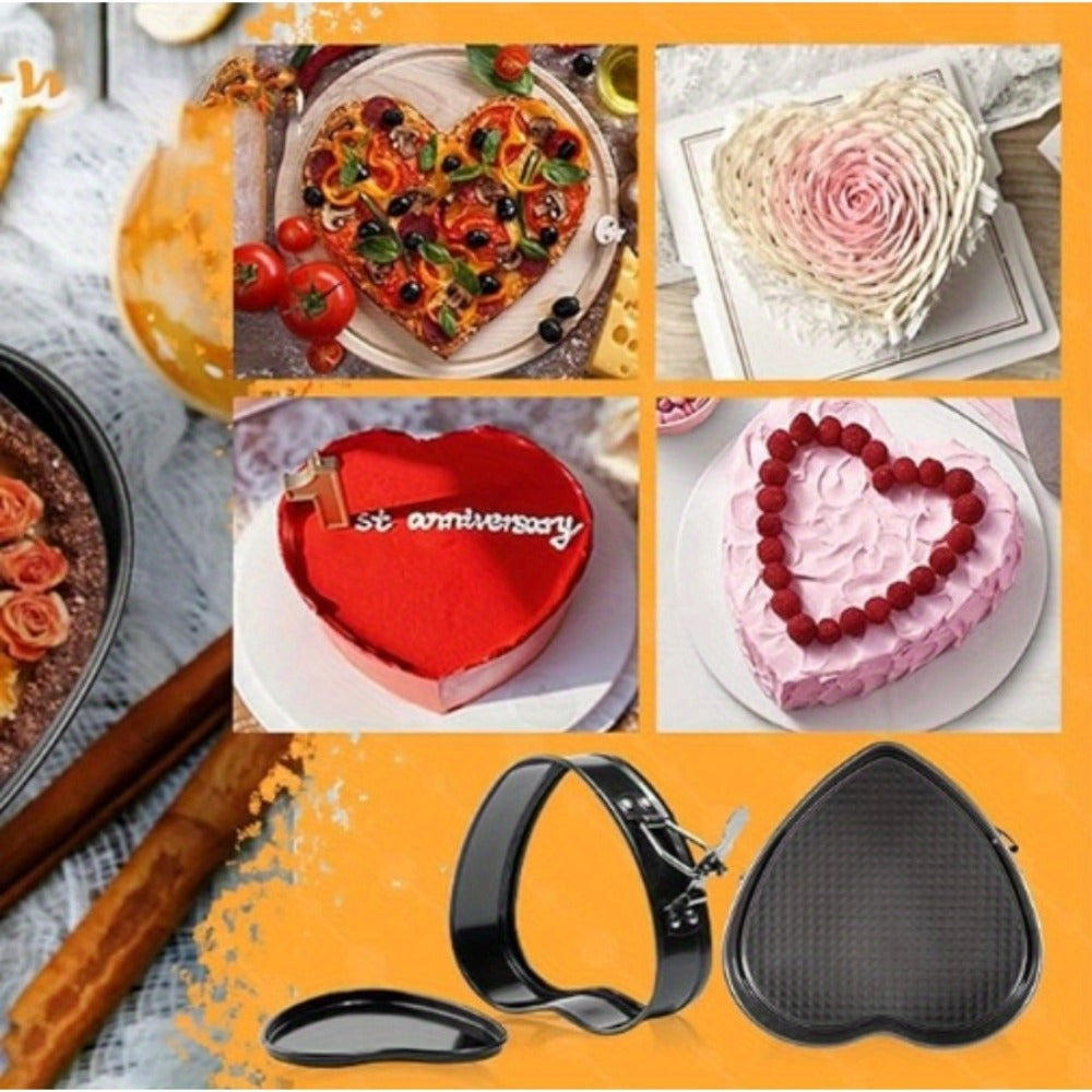 Cake Pan Set 6-Piece with Removable Bottom, Carbon Steel Nonstick Baking Molds in 3 Shapes Square Round Heart