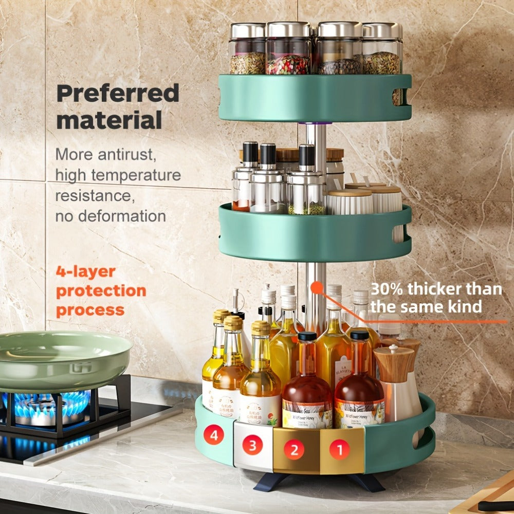 Rotating Spice Rack Double Layer Stainless Steel Countertop Corner Seasoning Storage for Laundry Rooms, Closets and Home Organization