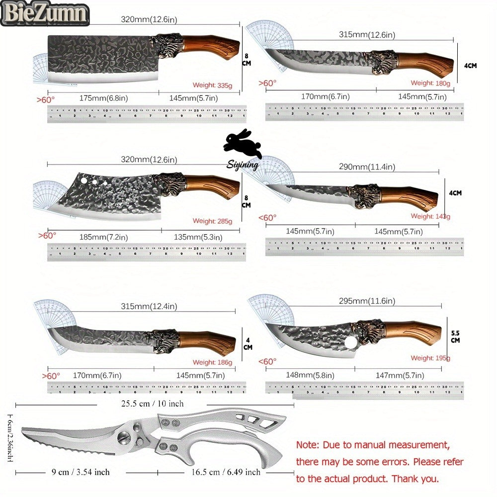 Kitchen Knife Set 7-Piece Stainless Steel Professional Chef Knives with Boning Slicing Carving Peeler Butcher Knife & Scissors