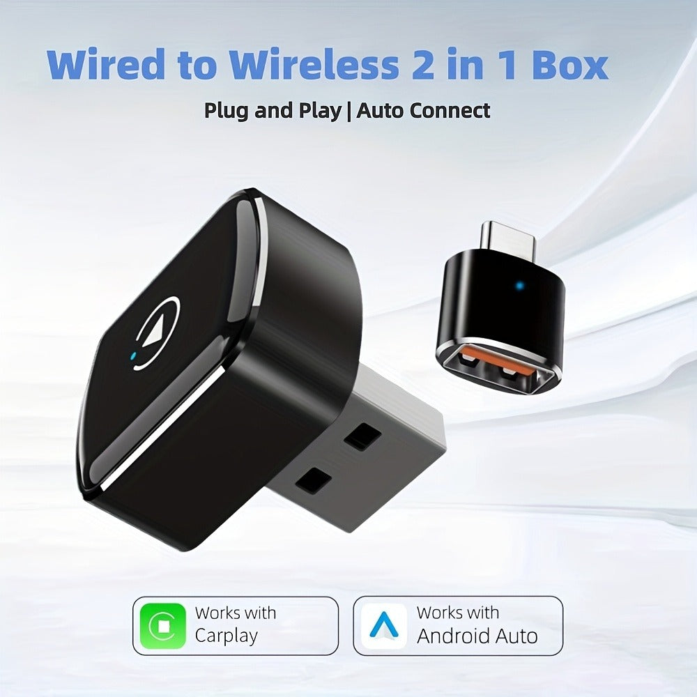 Compact Black M32 USB Adapter for Factory Wired CarPlay and Android Auto Systems with Pictured Connector