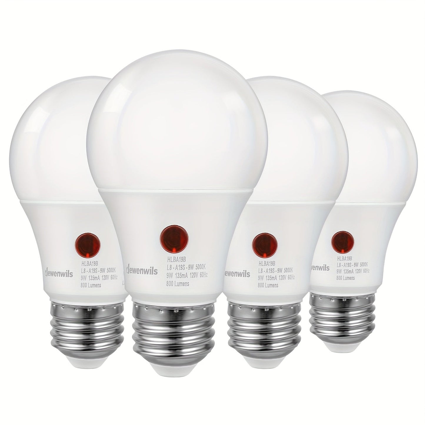 Dusk to Dawn Light Bulbs, A19 E26 Auto On Off Photocell Sensor LED Bulb 9W 60W Equivalent, for Home, Desk and Accent Lighting
