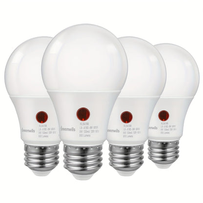Dusk to Dawn Light Bulbs, A19 E26 Auto On Off Photocell Sensor LED Bulb 9W 60W Equivalent, for Home, Desk and Accent Lighting