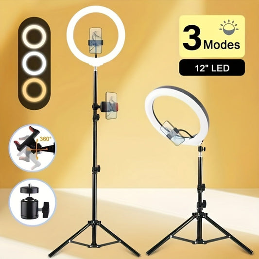 10- or 12-Inch LED Ring Light with Desktop, 43-Inch or 63-Inch Stand and Seven Checkout Options
