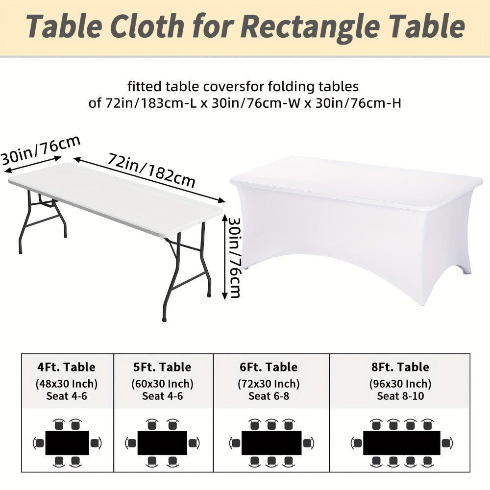 Tablecloth Fitted Stretch Cover 10-Piece Set for 6-Foot Rectangle Tables in White or Black
