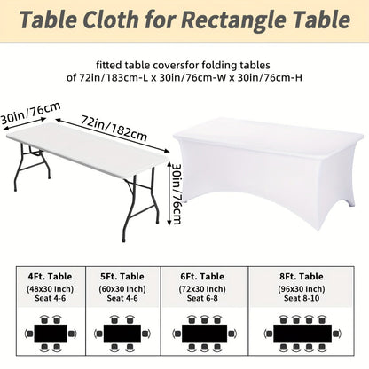 Tablecloth Fitted Stretch Cover 10-Piece Set for 6-Foot Rectangle Tables in White or Black