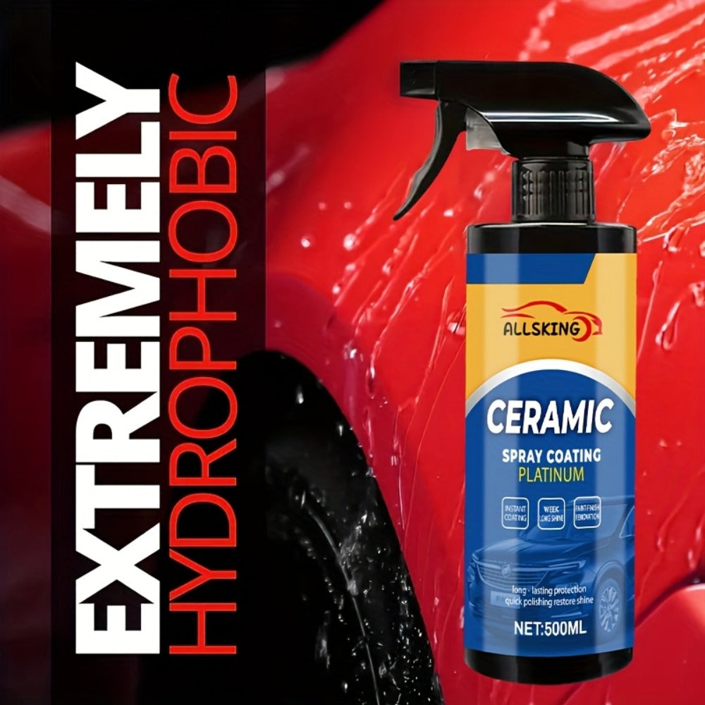 Ceramic Coating Spray for Cars – 3-in-1 Nano Polish, Scratch-Resistant Glossy Protective Layer, Compatible with All Paint Types