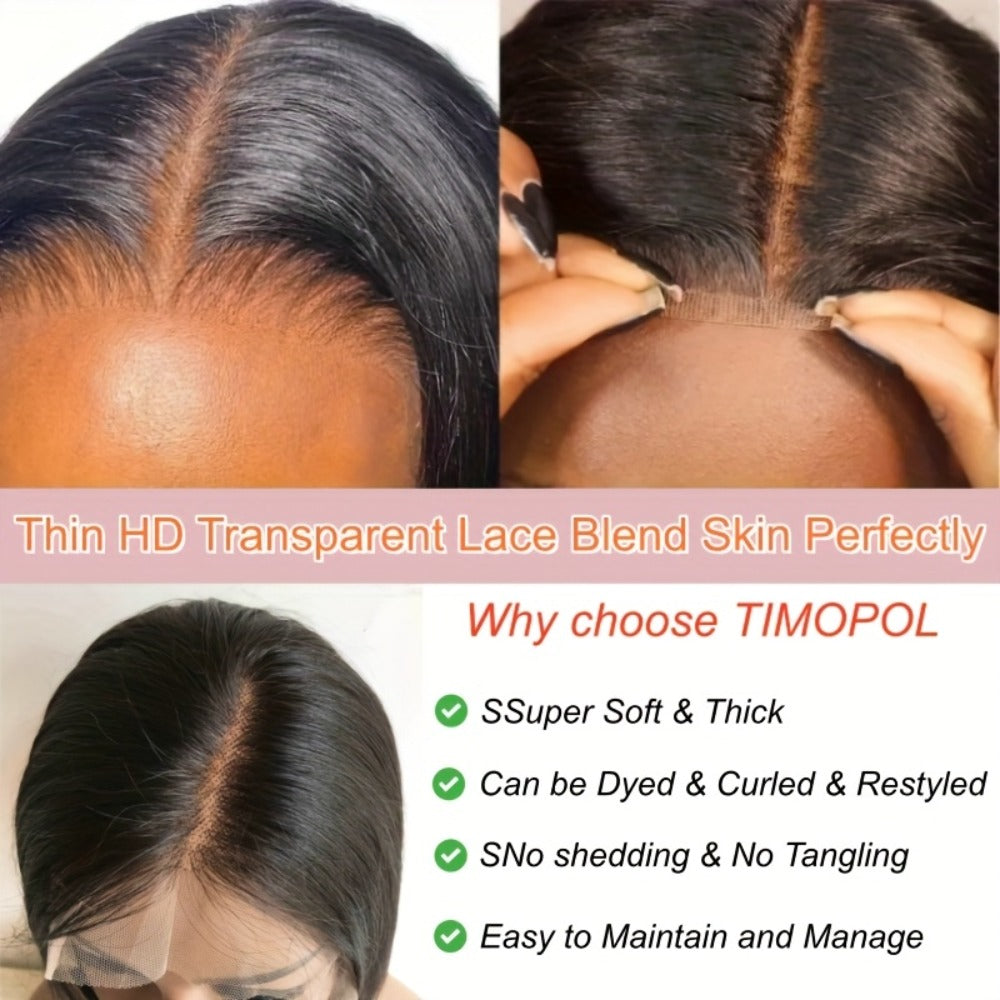 Human Hair Bob Wig for Women, 5x1 T Part Lace Front, Brazilian Straight Middle Part, 180% Density