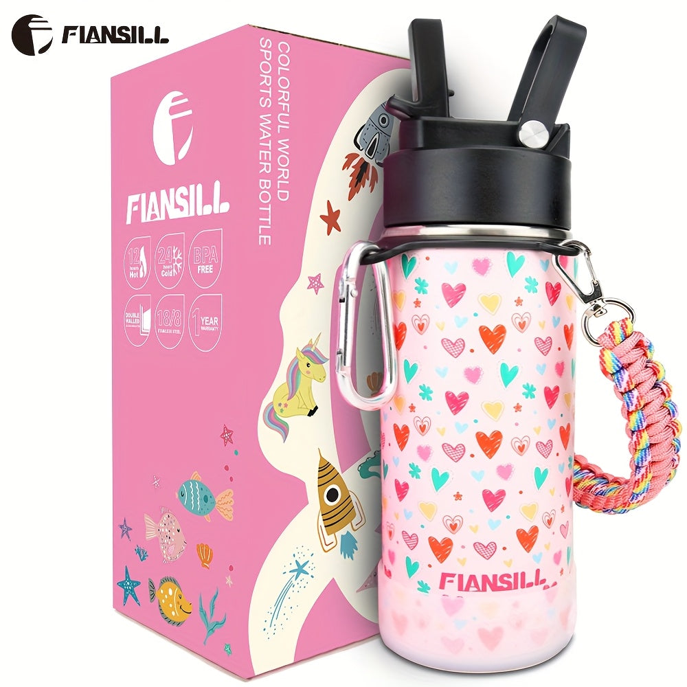 Insulated Water Bottle 16oz – Stainless Steel Vacuum Tumbler with Fun Printed Designs – Leak-Proof Kids & Teen Water Bottle