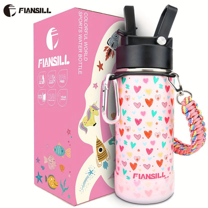 Insulated Water Bottle 16oz – Stainless Steel Vacuum Tumbler with Fun Printed Designs – Leak-Proof Kids & Teen Water Bottle