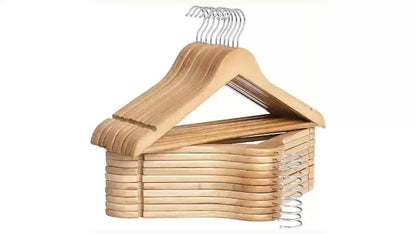 Solid Wood Clothes Hangers, 10/20/30 Pack Champagne Sturdy Wooden Coat Hangers for Jackets, Dresses & Heavy Coats