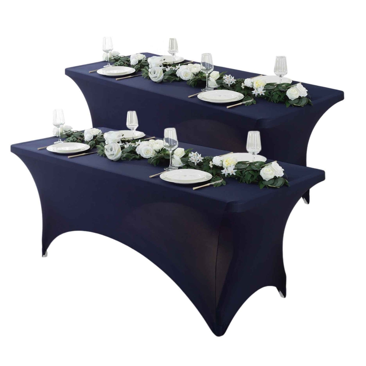 Spandex Fitted Tablecloth 4ft 6ft 8ft, Wrinkle-Free Stretch Rectangle Table Cover for Wedding Party Event Banquet