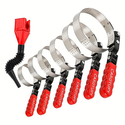 Oil Filter Removal Tool Kit 7-Piece Adjustable 3-Jaw Wrench 9" 12" Oil Filter Pliers Anti-Slip PVC Handle Fits 2-3/4" to 5-1/4" Filters