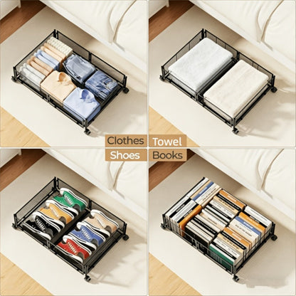 Low-Profile Metal Under-Bed Storage Cart with Four Swivel Wheels, Side Handles and 23.6-Inch Frame