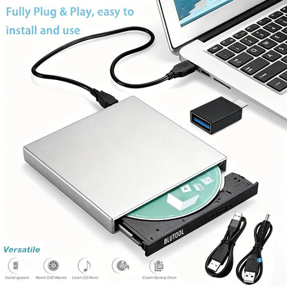 USB External DVD Drive with Storage Bag - Portable CD DVD-ROM CD-RW DVD-RW Burner Recorder Player for Laptop Desktop PC