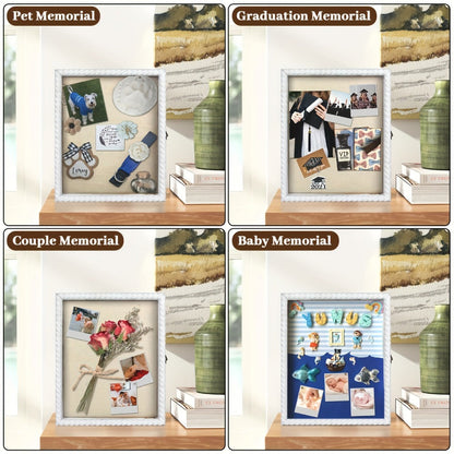 Shadow Box Frame with Linen Back, Large Rustic Memory Display Case 11x14 & 12x16 Inch for Photos