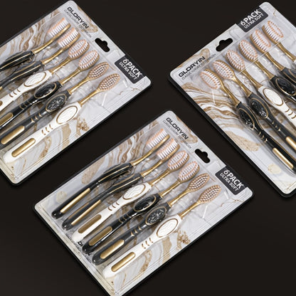 Gloryin Soft Bristle Toothbrush Set Anti-Slip Olive Handle Full Size Head Gentle Gum Care Daily Oral Hygiene
