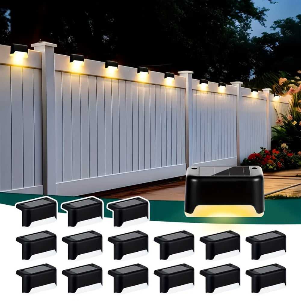 Solar LED Deck and Step Light Set in 8-, 16- or 32-Piece Packs with Black, White or Brown Shells