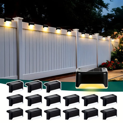 Solar LED Deck and Step Light Set in 8-, 16- or 32-Piece Packs with Black, White or Brown Shells