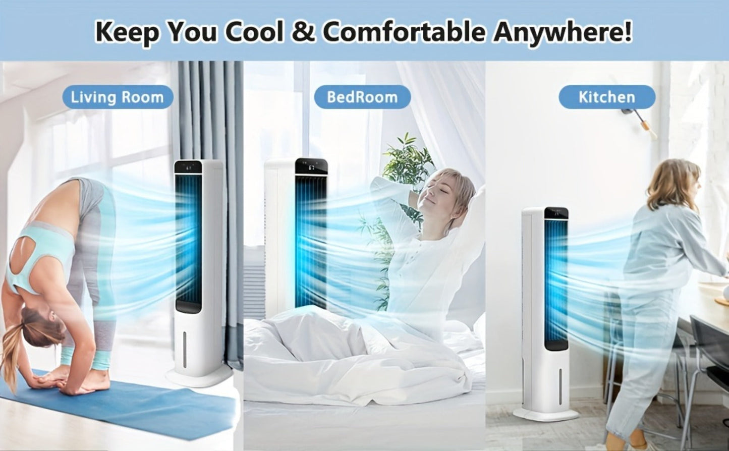Evaporative Air Cooler Portable 1.32 Gal, 3-in-1 Swamp Cooler Fan Humidifier with Ice Cooling, 4 Ice Packs