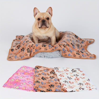Pet Blanket 3 Pack – Super Soft Fleece Flannel Throw for Dogs Cats Puppies, Cute Paw Bone Elephant Dot Patterns, Small Medium Large Sizes