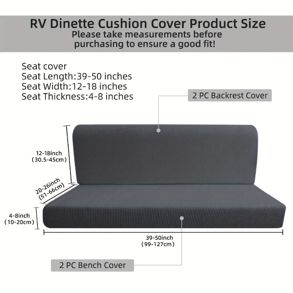 RV Dinette Cushion Covers 4 Piece Set Stretch Jacquard Slipcovers for Booth Seats Machine Washable Anti-Pet Hair Dustproof RV Camper Van